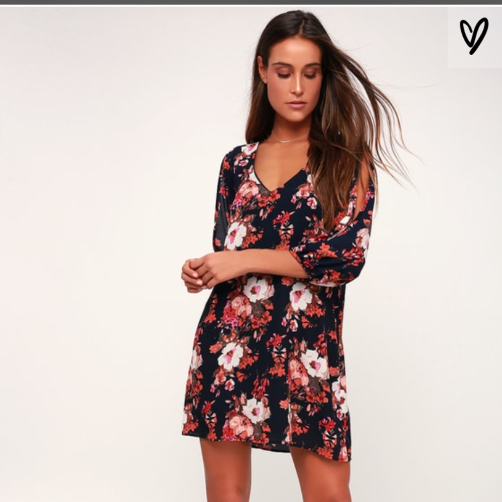 Shifting Dears Navy Blue Floral Print Dress